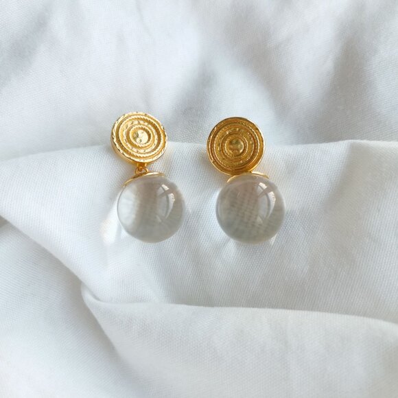 Julie Vos Madison Clear Gold Stud Earrings - Picture 1 of 3
